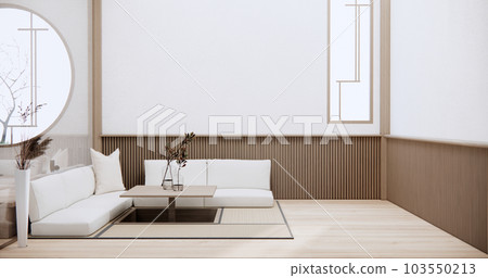 Minimalist japandi style living room decorated with sofa.3d rendering Minimalist japandi style living room decorated with sofa.3d rendering 103550213