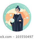 Female astrologer in mantle. Beauty astrology. Individual horoscope 103550497