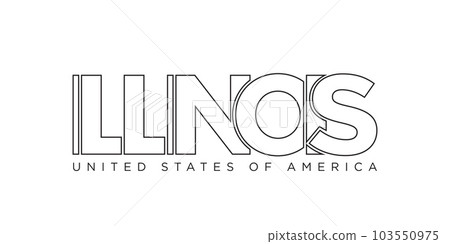 Illinois, USA typography slogan design. America logo with graphic city lettering for print and web. 103550975