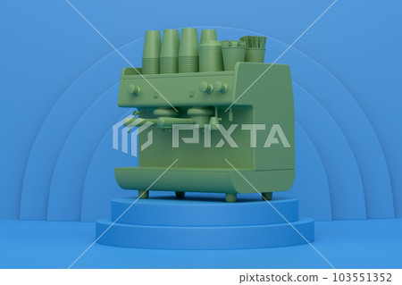 Abstract scene or podium with espresso coffee machine on monochrome 103551352