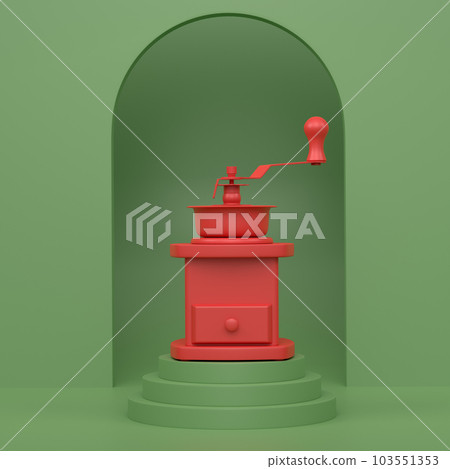 Abstract scene or podium with coffee grinder on monochrome background 103551353