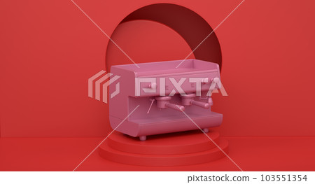 Abstract scene or podium with espresso coffee machine on monochrome Abstract scene or podium with espresso coffee machine on monochrome 103551354