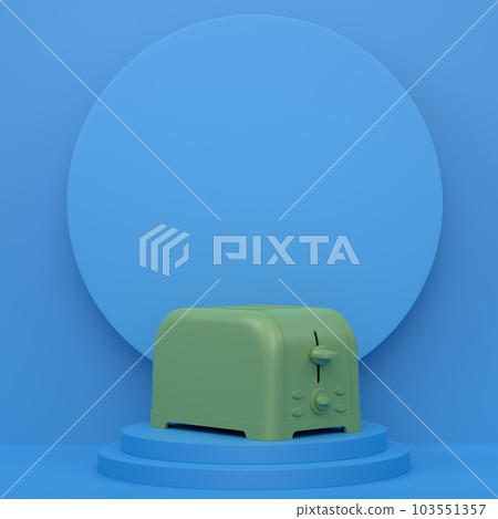 Abstract scene or podium with toaster for making toast bread on monochrome Abstract scene or podium with toaster for making toast bread on monochrome 103551357