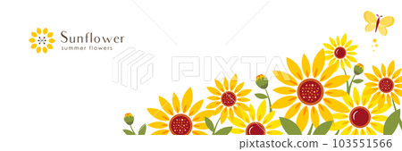 向日葵橫幅背景簡單扁平的夏季花卉裝飾插圖 103551566