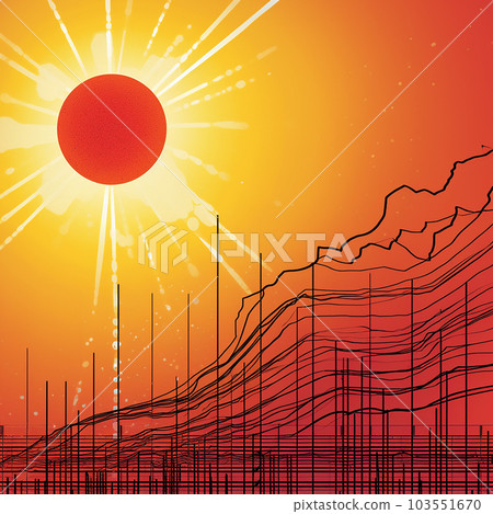 Bright sun and stock charts, good background for business topics 103551670