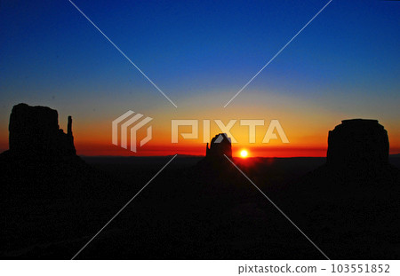 Colorado Plateau Monument Valley Sunrise Rocky hills in the morning sun 103551852