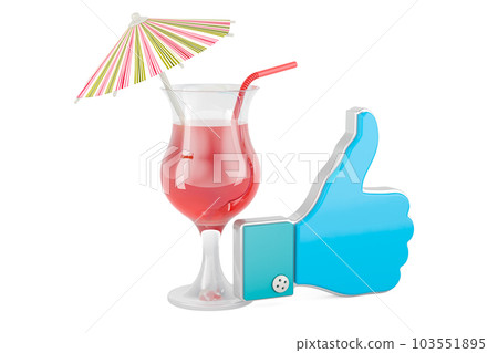 Tropical cocktail with like icon. 3D rendering 103551895