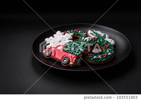 Fresh delicious baked christmas or new year gingerbread cookies Fresh delicious baked christmas or new year gingerbread cookies 103551903