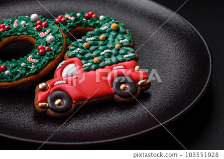 Fresh delicious baked christmas or new year gingerbread cookies Fresh delicious baked christmas or new year gingerbread cookies 103551928