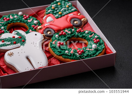 Fresh delicious baked christmas or new year gingerbread cookies Fresh delicious baked christmas or new year gingerbread cookies 103551944
