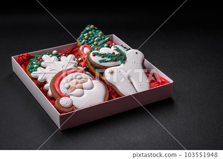 Fresh delicious baked christmas or new year gingerbread cookies 103551948