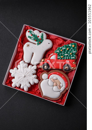Fresh delicious baked christmas or new year gingerbread cookies 103551962