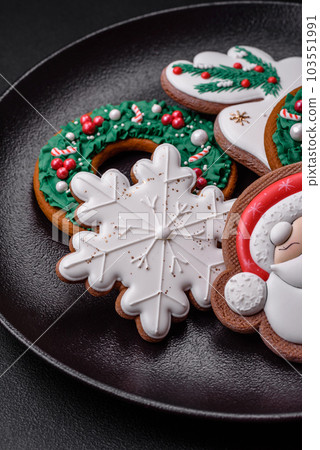 Fresh delicious baked christmas or new year gingerbread cookies Fresh delicious baked christmas or new year gingerbread cookies 103551991