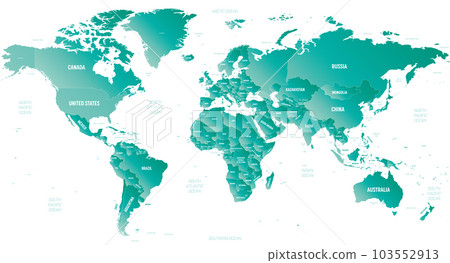 World - high detailed political map of World with country, ocean and sea names labeling. 103552913