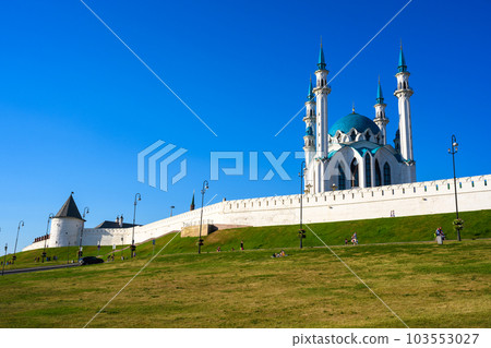 Kazan Kremlin in summer, Tatarstan, Russia. It is top landmark of Kazan 103553027