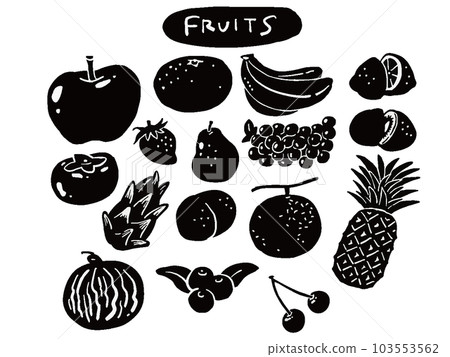 Fruit single color hand drawn mark style illustration set 103553562