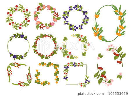 Frames Adorned With Luscious Berries, Nature-inspired Decorative Borders With Sea Buckthorn, Rosehip, Cherry, Blueberry Frames Adorned With Luscious Berries, Nature-inspired Decorative Borders With Sea Buckthorn, Rosehip, Cherry, Blueberry 103553659