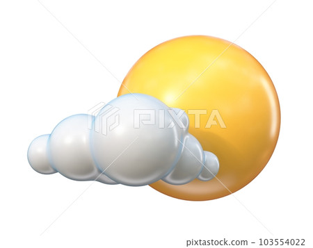 Weather icon Cloud with big sun 3D 103554022