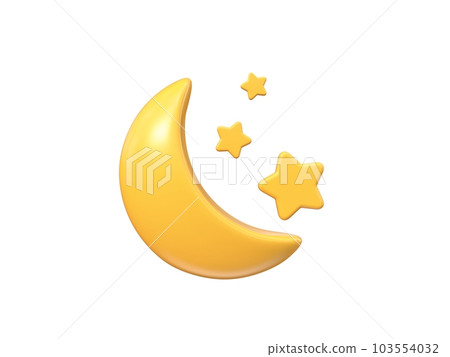 Weather icon night moon and stars 3D Weather icon night moon and stars 3D 103554032