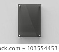 Blank vertical A4 black glass office corporate Signage plate Mock Up Template, Board For Branding, Logo. Black Transparent acrylic advertising signboard mockup. 3D rendering 103554453