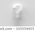 Close up question mark on a gray background. Interrogative topics. 3d rendering. Illustration for advertising. Transparent scrached galss volumed question mark. 103554455