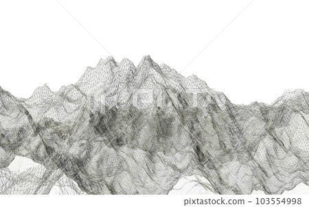 3d Wireframe png of mountains polygonal landscape. 3d rendering 3d Wireframe png of mountains polygonal landscape. 3d rendering 103554998