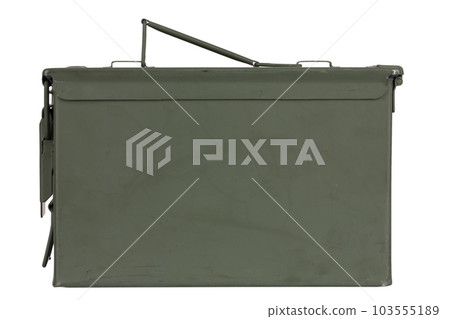 US army green metal ammo box for gun cartridges. US army green metal ammo box for gun cartridges. 103555189