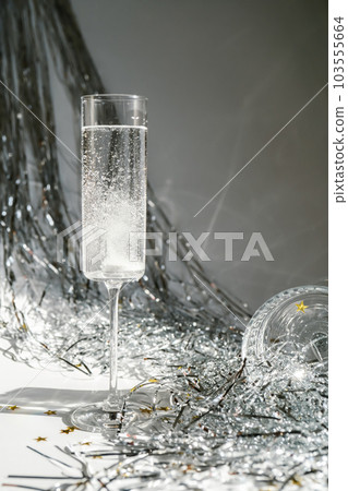 After party pill in a glass. The morning after the party. 103555664