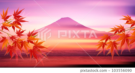Mt.Fuji autumn leaves maple scenery background 103556090
