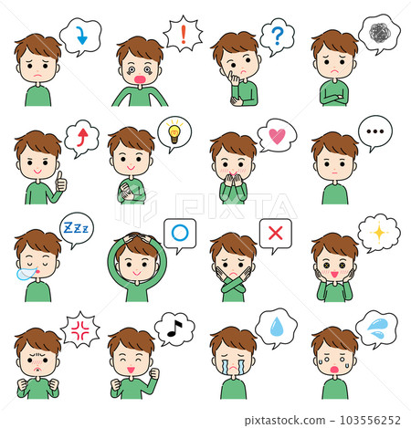Male emotional expression illustration with speech bubble Male emotional expression illustration with speech bubble 103556252