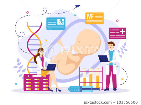IVF or In Vitro Fertilization Vector Illustration for Artificial Insemination About Pregnancy and Doctors Research Fertilized Egg Cartoon Template 103556500