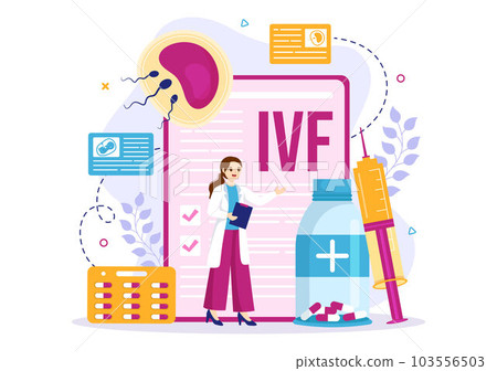 IVF or In Vitro Fertilization Vector Illustration for Artificial Insemination About Pregnancy and Doctors Research Fertilized Egg Cartoon Template 103556503