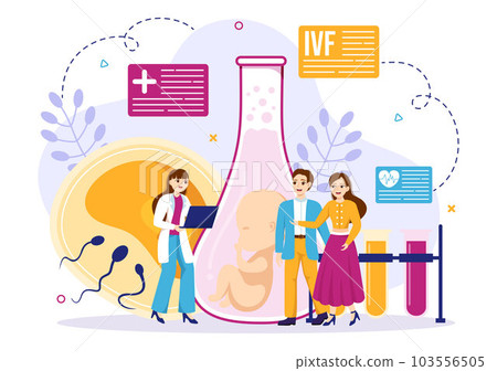 IVF or In Vitro Fertilization Vector Illustration for Artificial Insemination About Pregnancy and Doctors Research Fertilized Egg Cartoon Template 103556505
