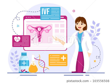 IVF or In Vitro Fertilization Vector Illustration for Artificial Insemination About Pregnancy and Doctors Research Fertilized Egg Cartoon Template 103556508