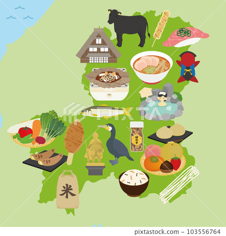 Gifu prefecture specialty illustration set 103556764