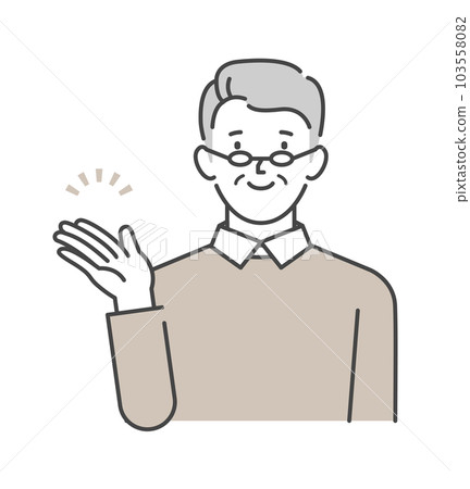 Senior man recommended by guide / introduction pose 103558082