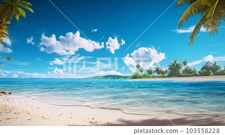 Detailed CG image of the background image of the beach and sky of a southern island 103558228