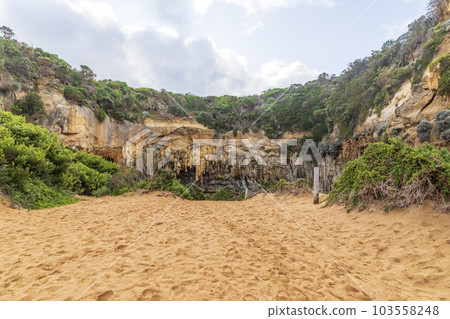 Photograph of water erosion on a cliff face at Loch Ard Gorge on the Great Ocean Road in Australia 103558248