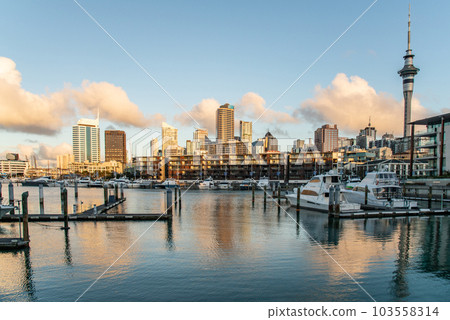 Scenery view of Viaduct Harbour in the central of Auckland, New Zealand. Auckland is New Zealand's largest city and the centre of the country's retail and commercial activities. Scenery view of Viaduct Harbour in the central of Auckland, New Zealand. Auckland is New Zealand's largest city and the centre of the country's retail and commercial activities. 103558314