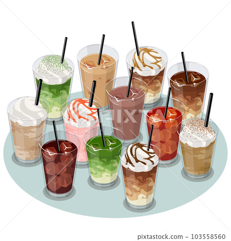 冷咖啡飲料的等距矢量圖解 103558560