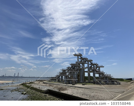 Cape Futtsu_Tokyo Bay sandy beach at ebb tide during clam digging season seen from Cape Futtsu 103558846