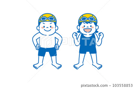 一個對游泳有信心的孩子的插圖 游泳學校 簡單 103558853