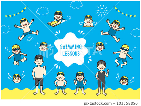 Swimming swimming school child coach illustration set Swimming swimming school child coach illustration set 103558856