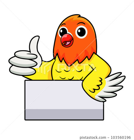 Cute lutino lovebird cartoon giving thumb up 103560196