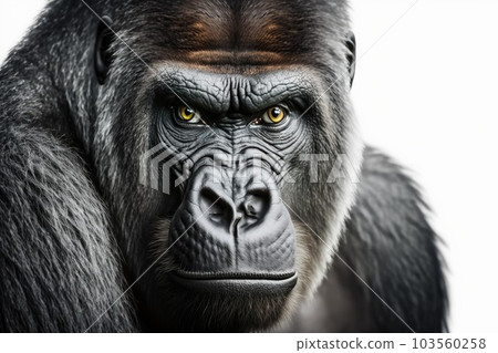 Close up of Gorilla white background. Generative AI AIG16. Close up of Gorilla white background. Generative AI AIG16. 103560258