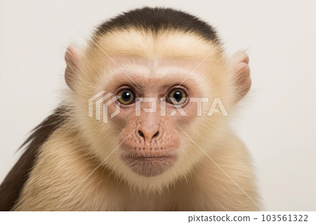 Close up of Capuchin monkey with white background very high quality. Generative AI AIG16 103561322