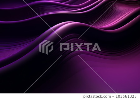 Network technology. Futuristic tech black background and purple waves Low poly 3d wire illustration AI 103561323