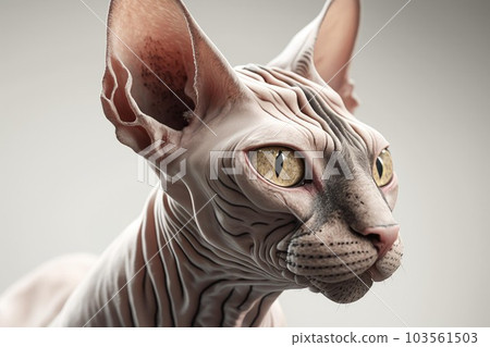 Close up of Sphinx cat white background. Generative AI AIG16. 103561503