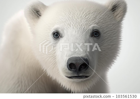 Close up of Polar bear white background. Generative AI AIG16. 103561530