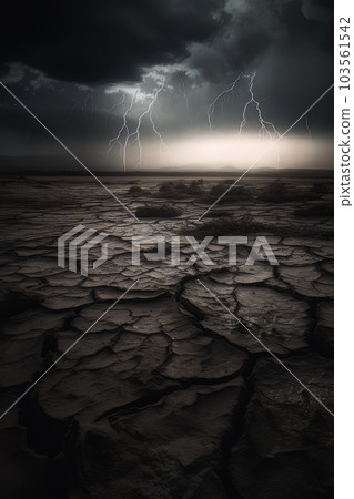 Cracked ground in stormy weather with dramatic sky AI Cracked ground in stormy weather with dramatic sky AI 103561542